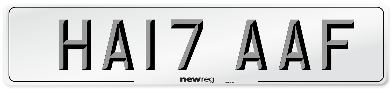HA17 AAF Number Plate from New Reg